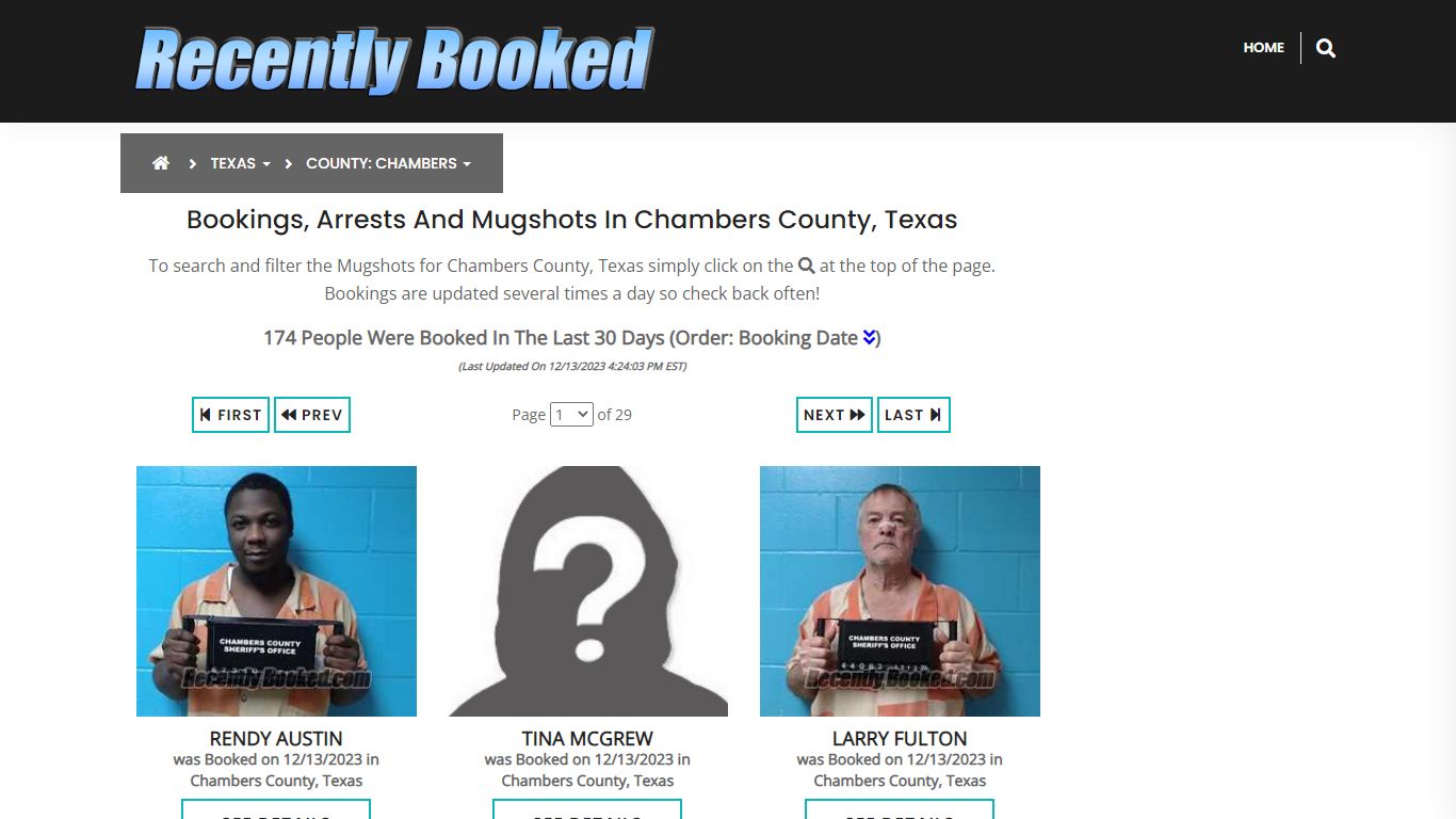 Bookings, Arrests and Mugshots in Chambers County, Texas
